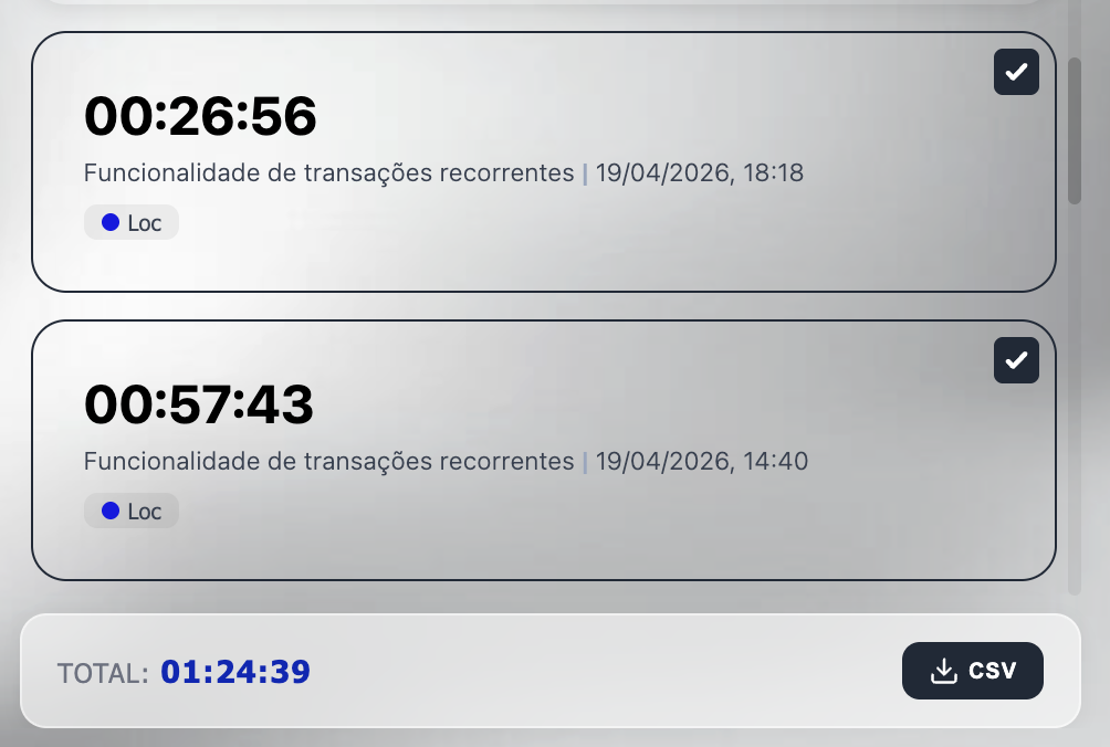 Histórico de registros no Stopwatch